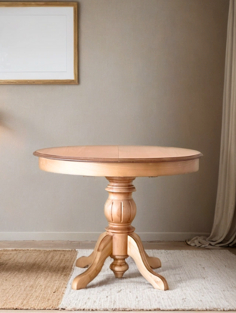 Woodenbend Gerona Natural Ahşap Hazeranlı Açılır Masa Sandalye Takımı 100x100 – 4 Sandalyeli Country Masa Seti