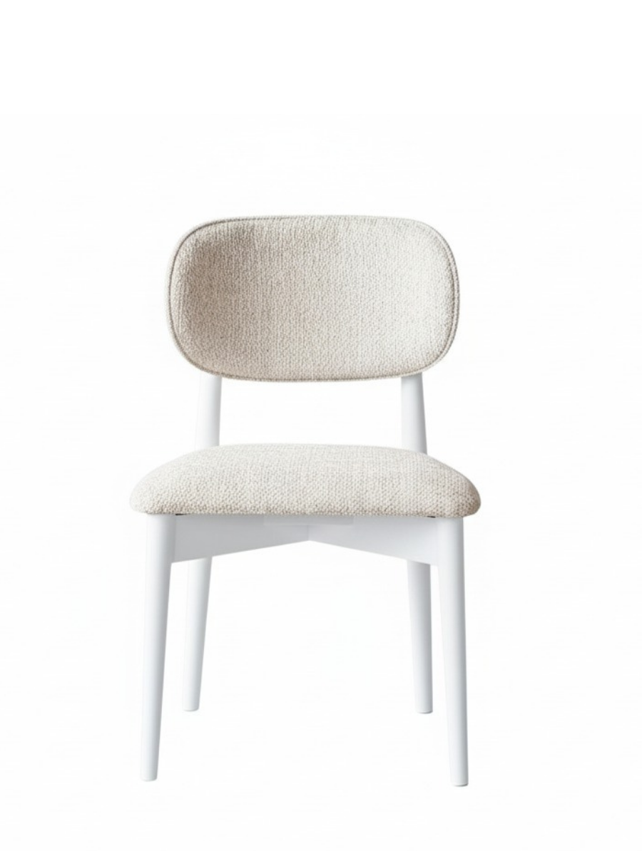 Woodenbend Kraunt Beyaz Yuvarlak Masa Takımı 100x100 cm – 4 Beyaz Sandalyeli Ergonomik Modern İskandinav & Minimalist Yemek Masası