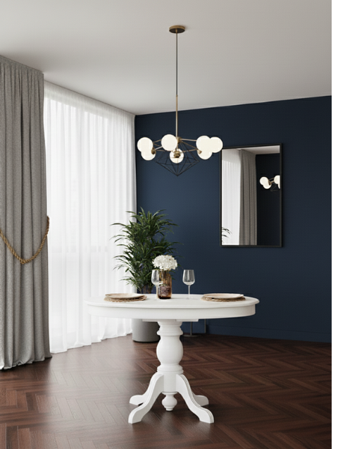Woodenbend Kraunt Beyaz Yuvarlak Ahşap Açılır Masa Takımı 100x100 cm (Açılınca 100x130 cm) – 4 Sandalyeli Modern İskandinav