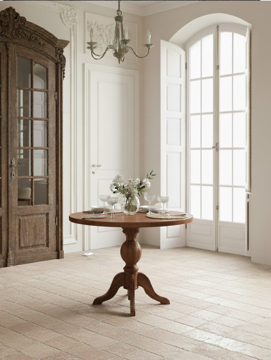 Woodenbend Kraunt Ceviz Rengi Yuvarlak Masa Takımı 100x100 cm – 4 Sandalyeli Modern İskandinav & Country Yemek Masası