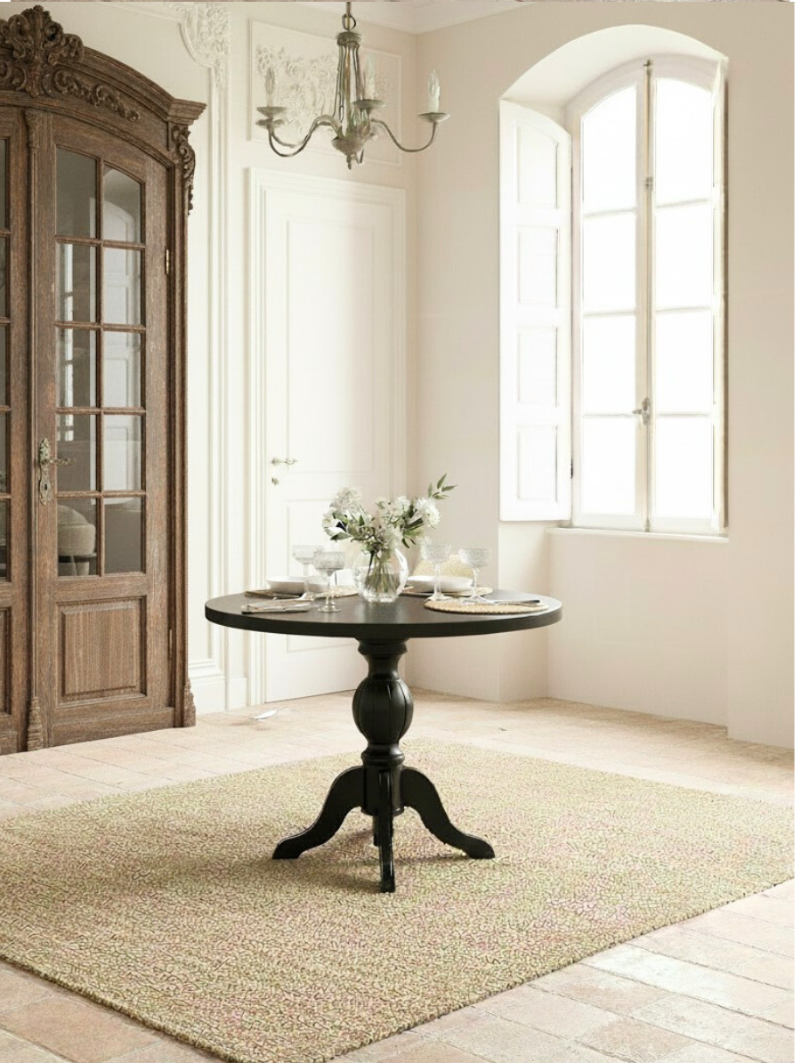 Woodenbend Kraunt Siyah Yuvarlak Ahşap Masa Takımı 100x100 cm – 4 Siyah Sandalyeli Modern İskandinav