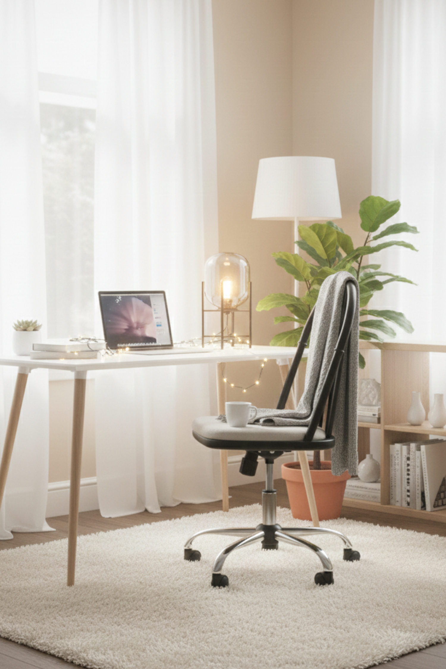 Woodenbend Laura Ahşap Çalışma Sandalyesi Eskitme Siyah 
