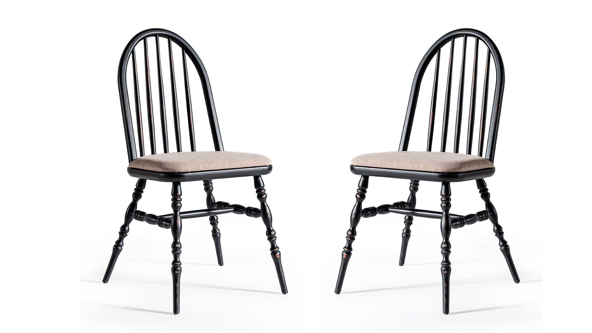 Woodenbend Laura Ahşap Sandalye Siyah Eskitme  (4 Adet )
