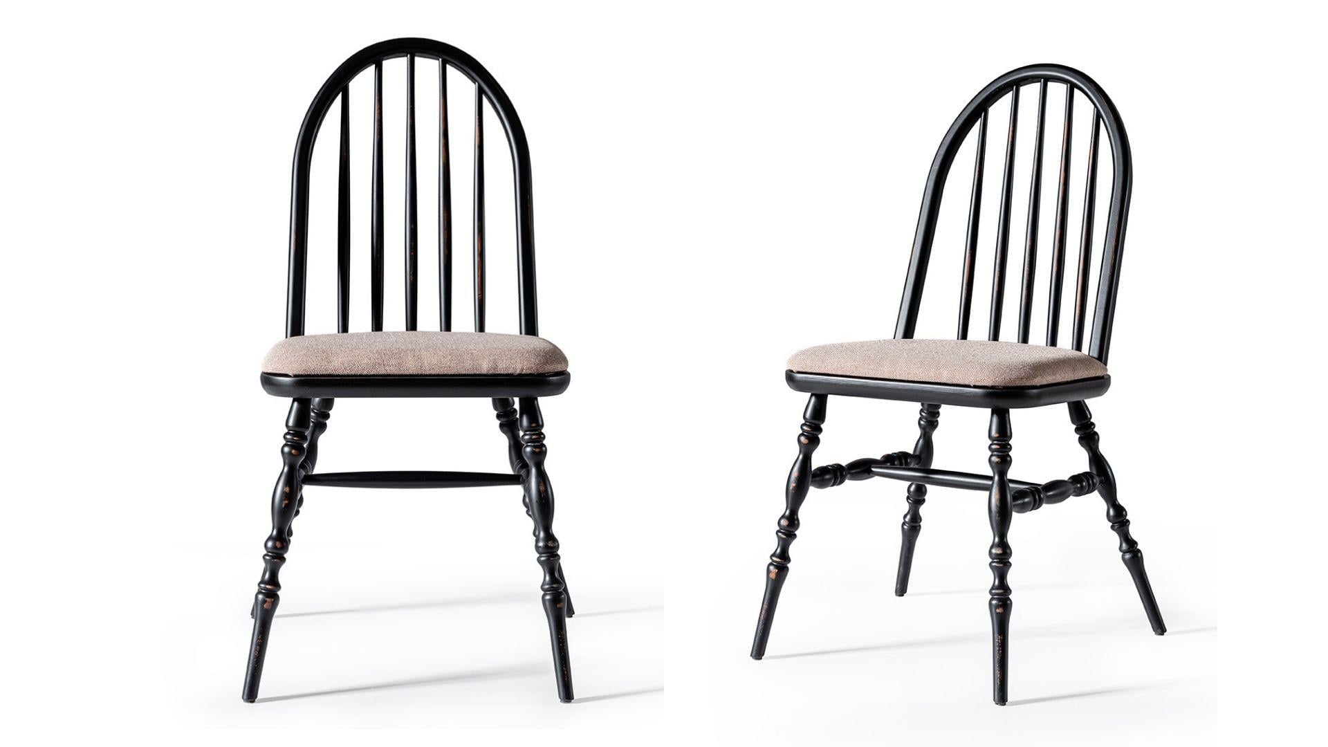 Woodenbend Laura Ahşap Sandalye Siyah Eskitme  (4 Adet )