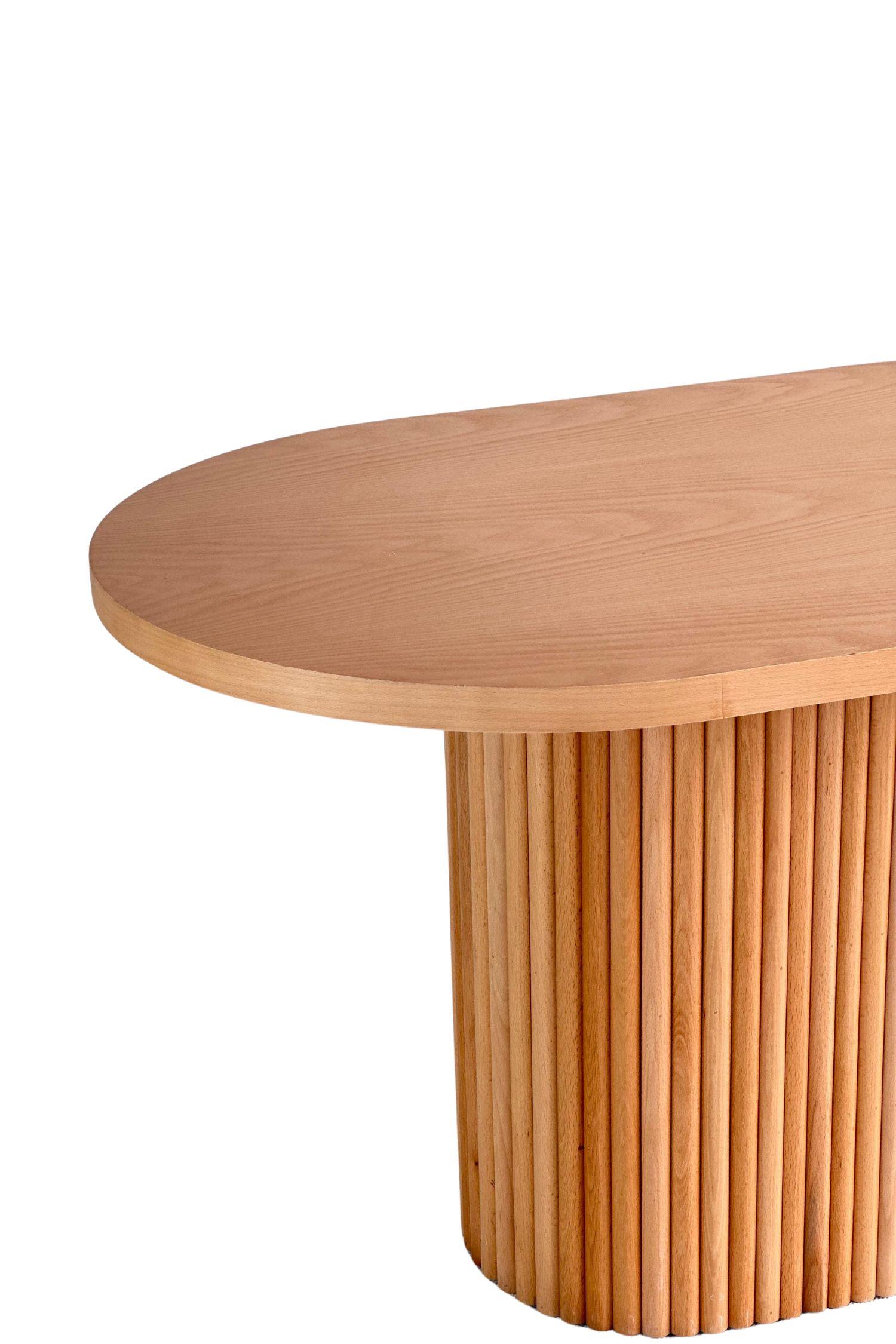 Woodenbend Lena Oval Natural 80x130 Ahşap Yemek Masası Takımı – Hazeran Sandalyeli 4 Kişilik Masa Seti