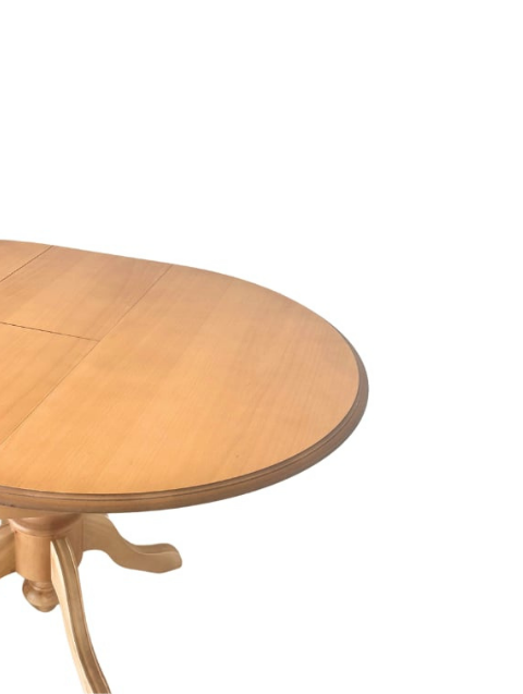 Woodenbend Lora Naturel Yuvarlak Açılabilir Ahşap Yemek Masası Takımı 100x100 cm – Kumaş Sandalyeli 4-6 Kişilik Mutfak ve Salon Masa Seti