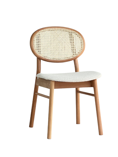 Woodenbend Florina Yuvarlak Natural 100 cm Ahşap Yemek Masası Takımı – Hazeran Sandalyeli 4 Kişilik Masa Seti