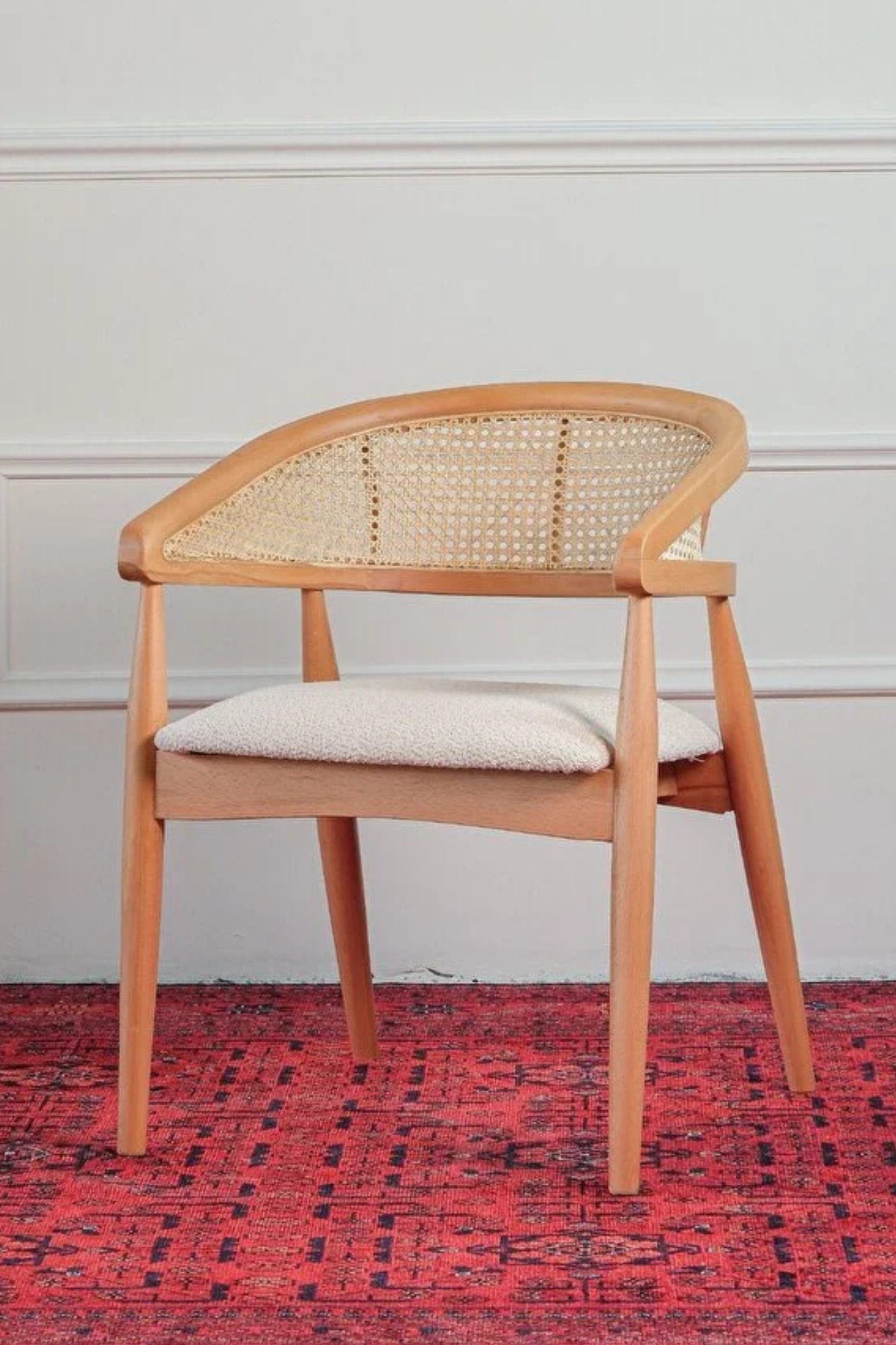Woodenbend Luis Yuvarlak Natural 100 cm Ahşap Yemek Masası Takımı – Hazeran Sandalyeli 4 Kişilik Masa Seti