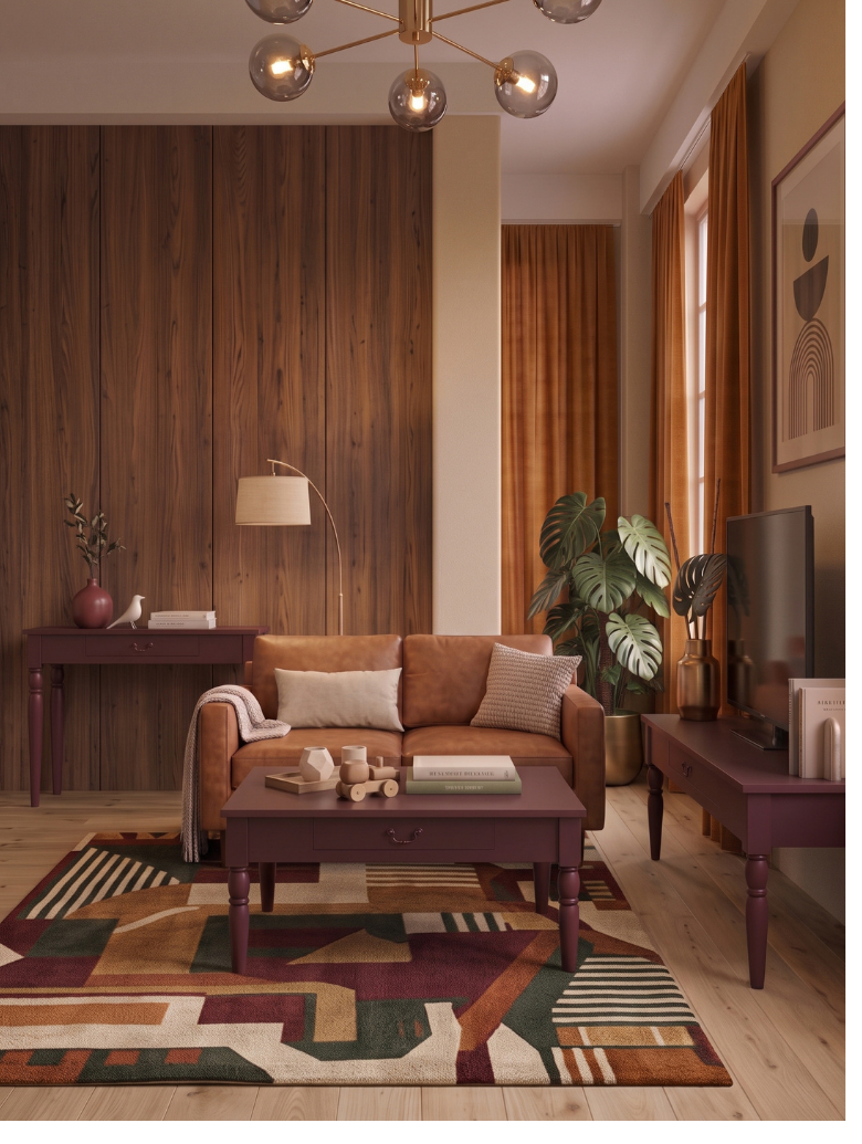 Woodenbend Marine Bordo Orta Sehpa | 80x80 cm Country Tarz Torna Ayaklı Kare Lake Sehpa