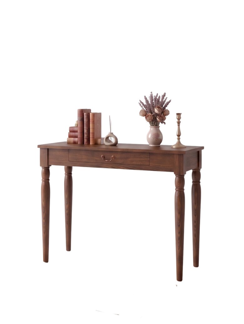 Woodenbend Marine Ceviz Dresuar 100 cm | Klasik Country Doğal Kayın Kaplamalı Ahşap Dresuar