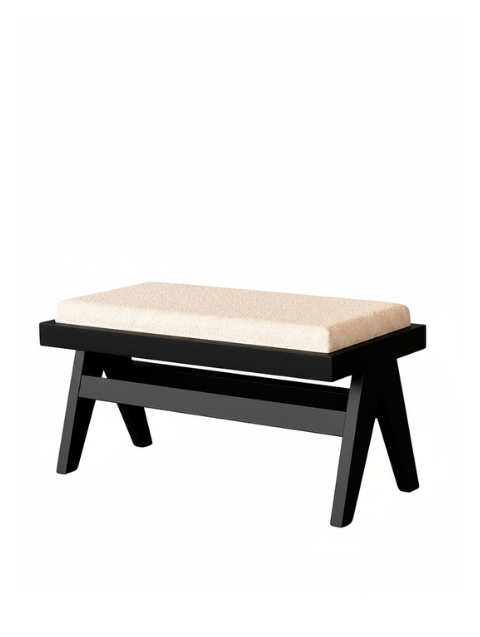 Woodenbend Mavenna Oval Siyah Ahşap Lake Masa Sandalye Takımı 80x130 cm – 2 Sandalye + 1 Bench Modern İskandinav Set