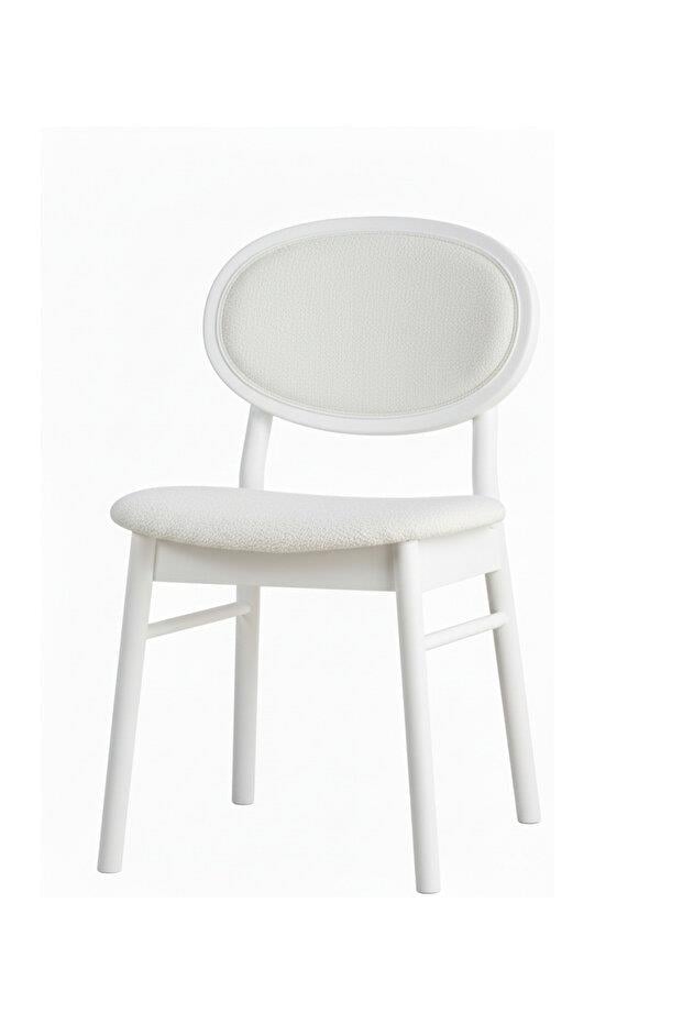 Woodenbend Medin Beyaz 2 li Lake Kayın Ağacı Döşemeli Sandalye Modern İskandinav Set