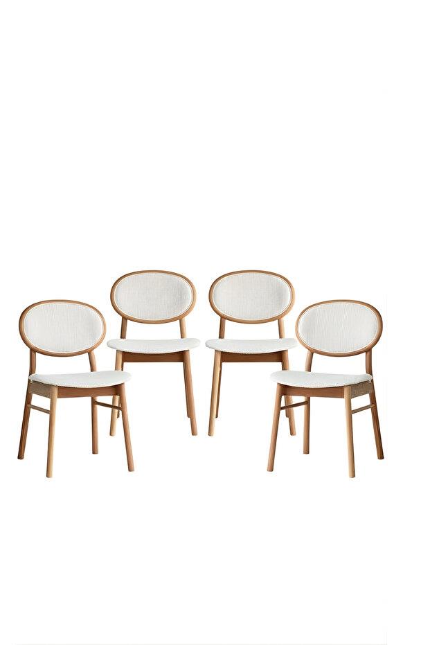 Woodenbend Medin Natural Ahşap Kayın Ağacı 4 lü Döşemeli Sandalye Modern İskandinav Set