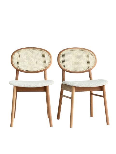 Woodenbend Medin Naturel Ahşap Hazeranlı Sandalye ( 2 adet )
