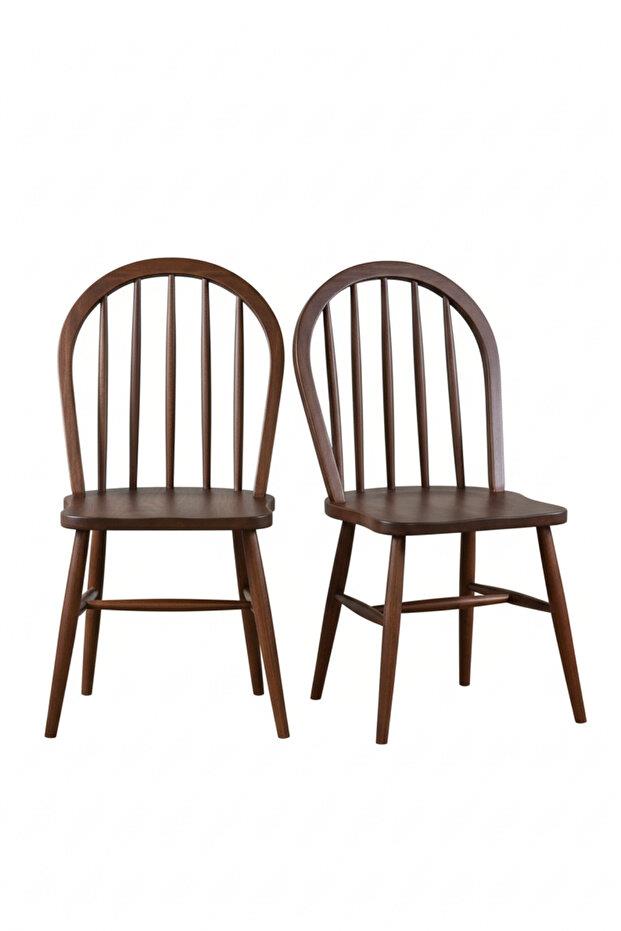 Woodenbend Milena Ceviz Rengi Kayın Ağacı Sandalye 2li Set – İskandinav Modern Tasarım, Sağlam