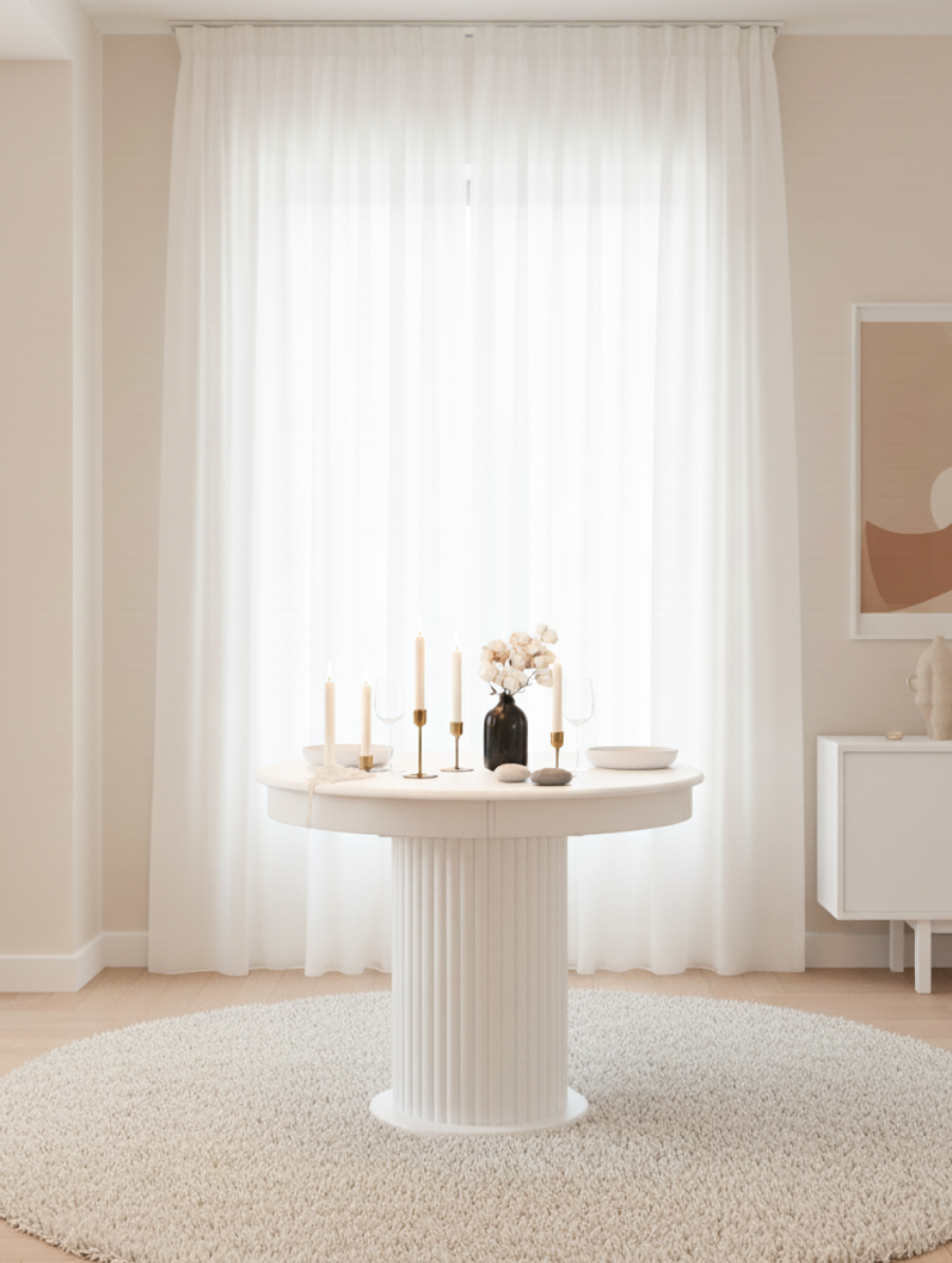 Woodenbend Mirla Beyaz Ahşap Açılır Masa Takımı 100x100 cm – Açılınca 100x130 cm, Modern Tasarım