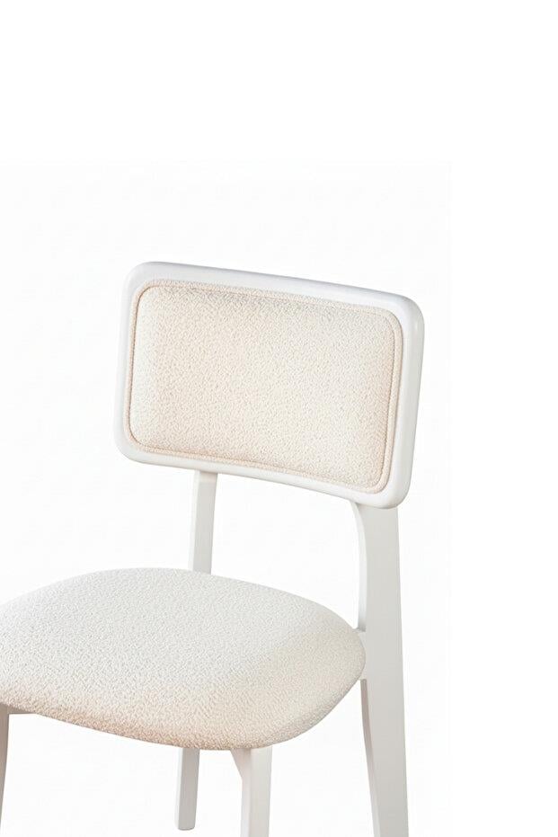 Woodenbend Mirla Beyaz Döşemeli Kayın Ağacı Sandalye 2li Set – Modern İskandinav Bohem Tasarım
