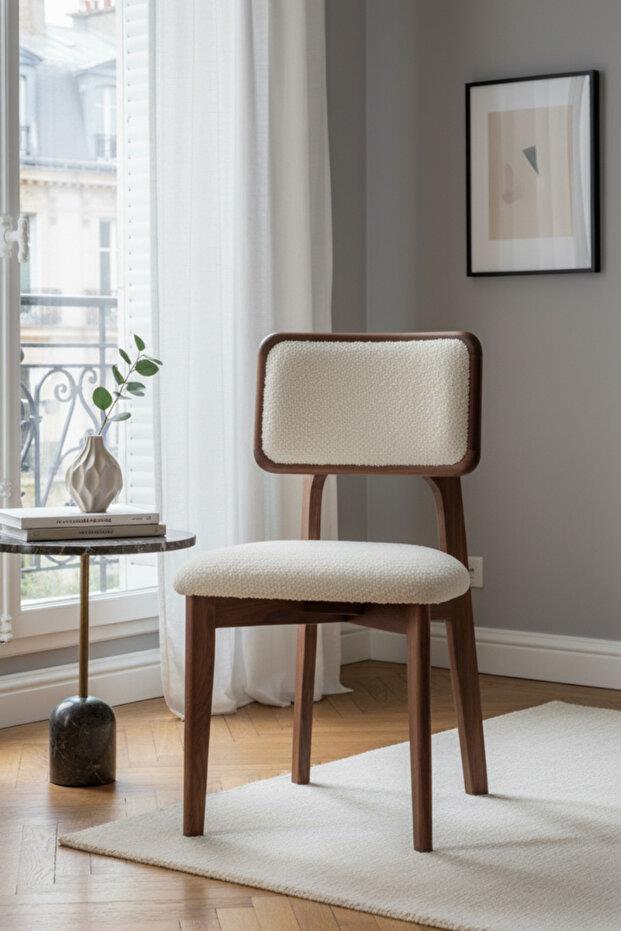 Woodenbend Mirla Ceviz Döşemeli Kayın Ağacı Sandalye 2li Set – Modern İskandinav Bohem Tasarım