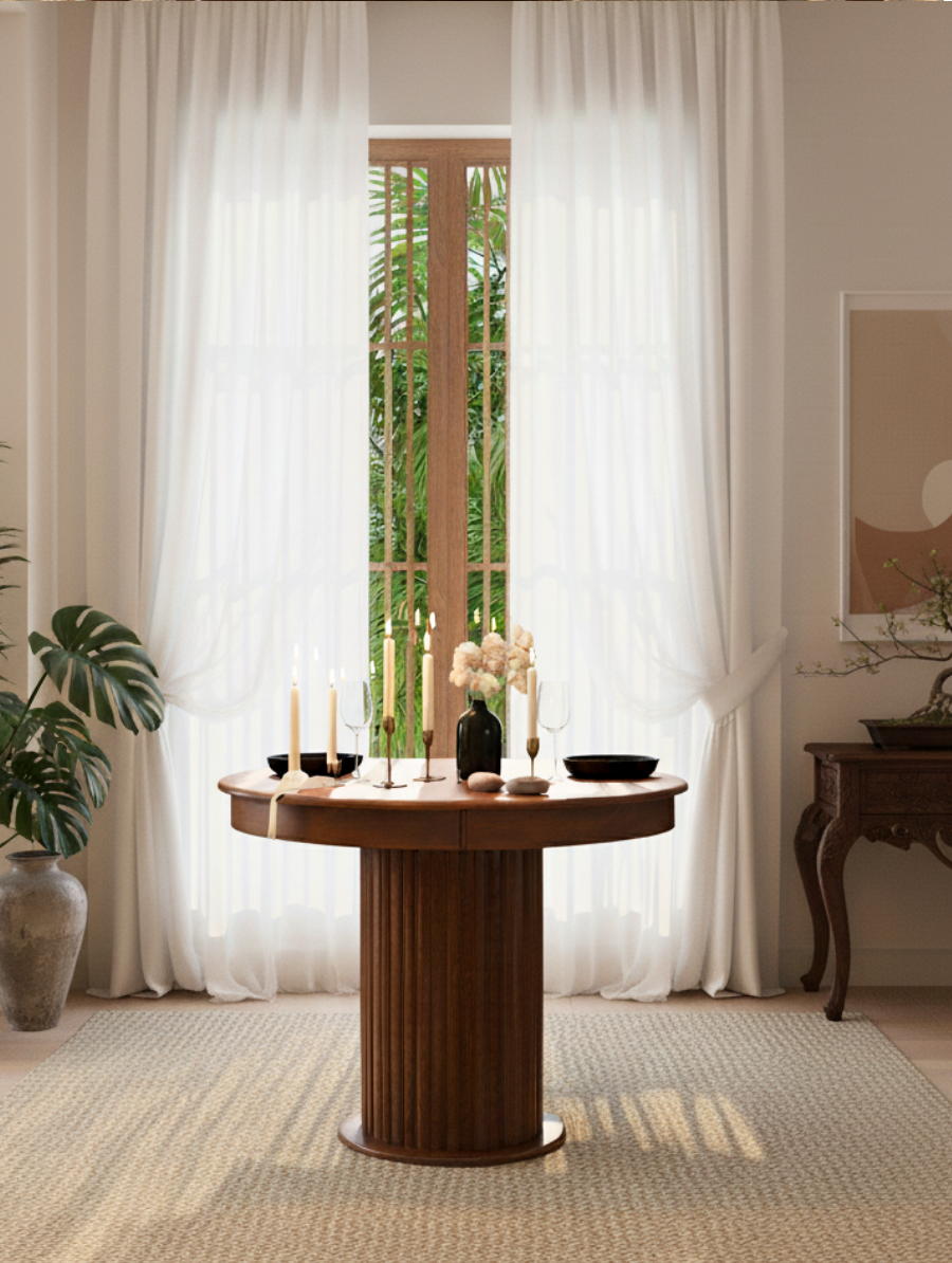 Woodenbend Mirla Ceviz Rengi Açılır Masa Takımı 100x100 cm – Açılınca 100x130 cm, Modern Tasarım