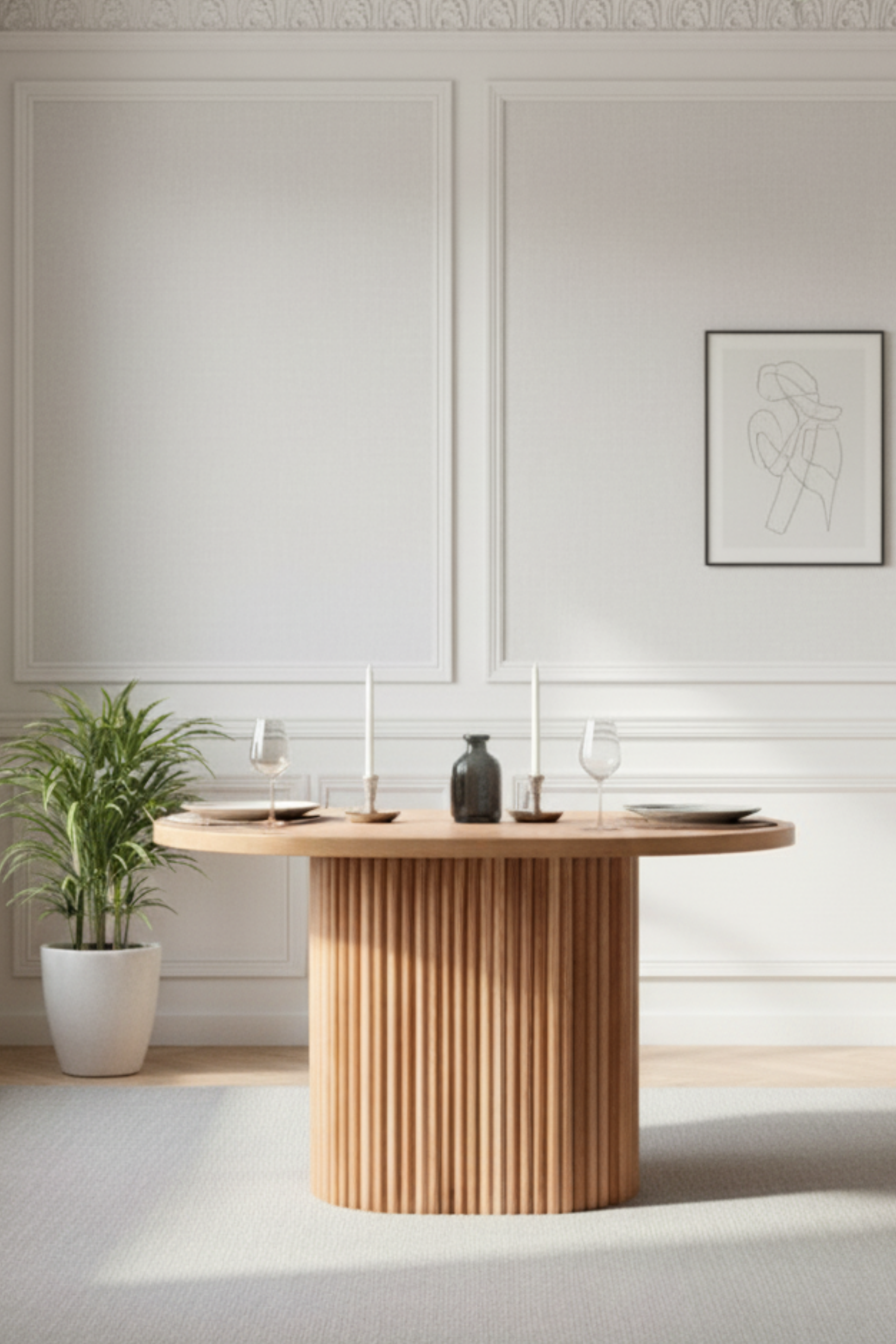 Woodenbend Mirla 80x130 Oval Natural Ahşap Yemek Masası Takımı – 4-6 Kişilik Hazeran Sandalyeli İskandinav ve Modern Masa Seti