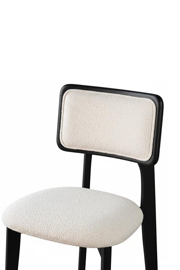 Woodenbend Mirla Siyah Ahşap Masa Takımı 100x100 cm – 4 Mirla Döşemeli Sandalyeli Modern Set