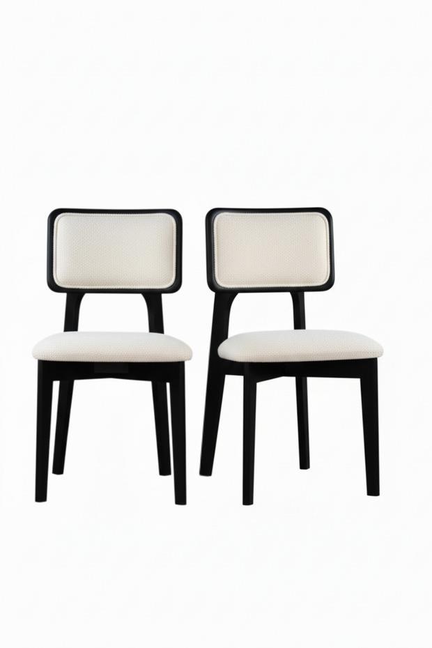 Woodenbend Mirla Siyah Döşemeli Kayın Ağacı Sandalye 2li Set – Modern İskandinav Bohem Tasarım