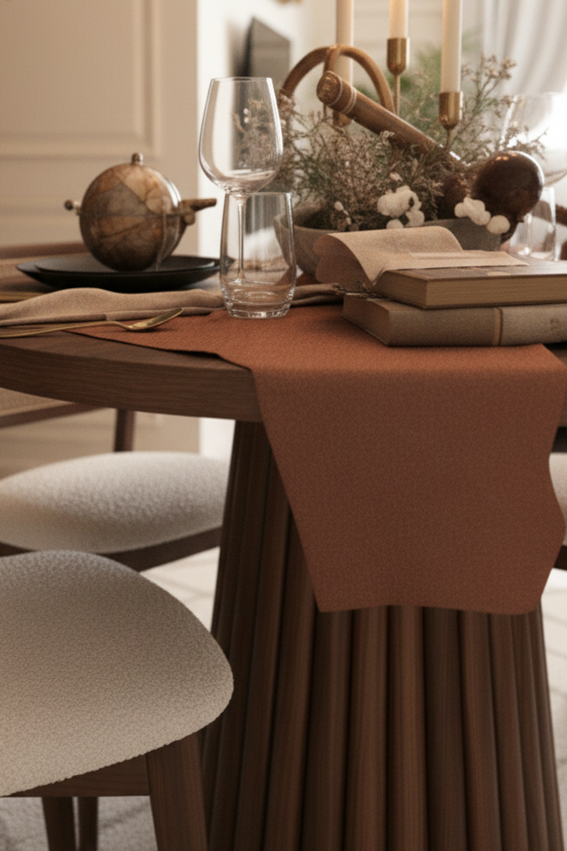 Woodenbend Monaco Ceviz Rengi 100 cm Ahşap Yemek Masası Takımı – Hazeran Sandalyeli 4 Kişilik Masa Seti