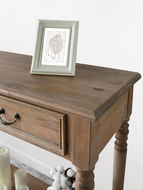 Woodenbend Monaco Eskitme Masif Ahşap 3 Çekmeceli Dresuar – Klasik Modern Country Tarz Konsol - 120x38x80 cm