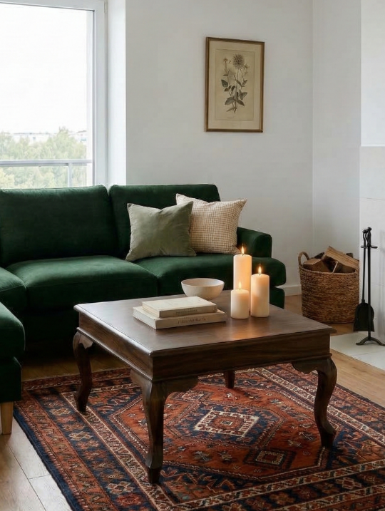 Woodenbend Nitra Ceviz Renk Kayın Ahşap Orta Sehpa | Kayın Modern Country İskandinav Tasarım 82x82x46