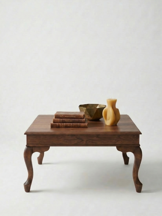 Woodenbend Nitra Ceviz Renk Kayın Ahşap Orta Sehpa | Kayın Modern Country İskandinav Tasarım 82x82x46