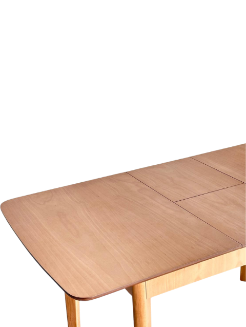 Woodenbend Romeo Açılır Yemek Masası 80x120 / 150 cm Naturel Ahşap | Kayın Kaplama Modern İskandinav Mutfak ve Salon Masası 4-6 Kişilik