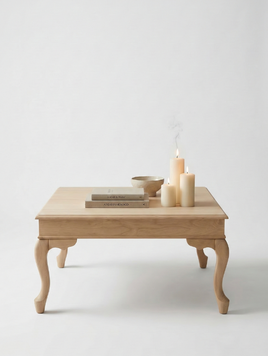 Woodenbend Nitra Naturel Renk Kayın Ahşap Orta Sehpa | Kayın Modern Country İskandinav Tasarım 82x82x46