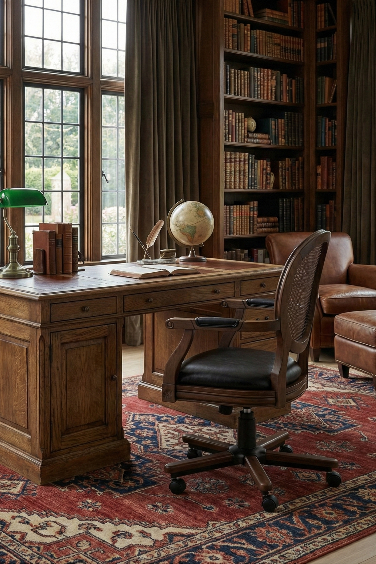 Woodenbend Orlando Ceviz Rengi Suni Deri Ofis Sandalyesi – Kayın İskelet Zamansız Stil