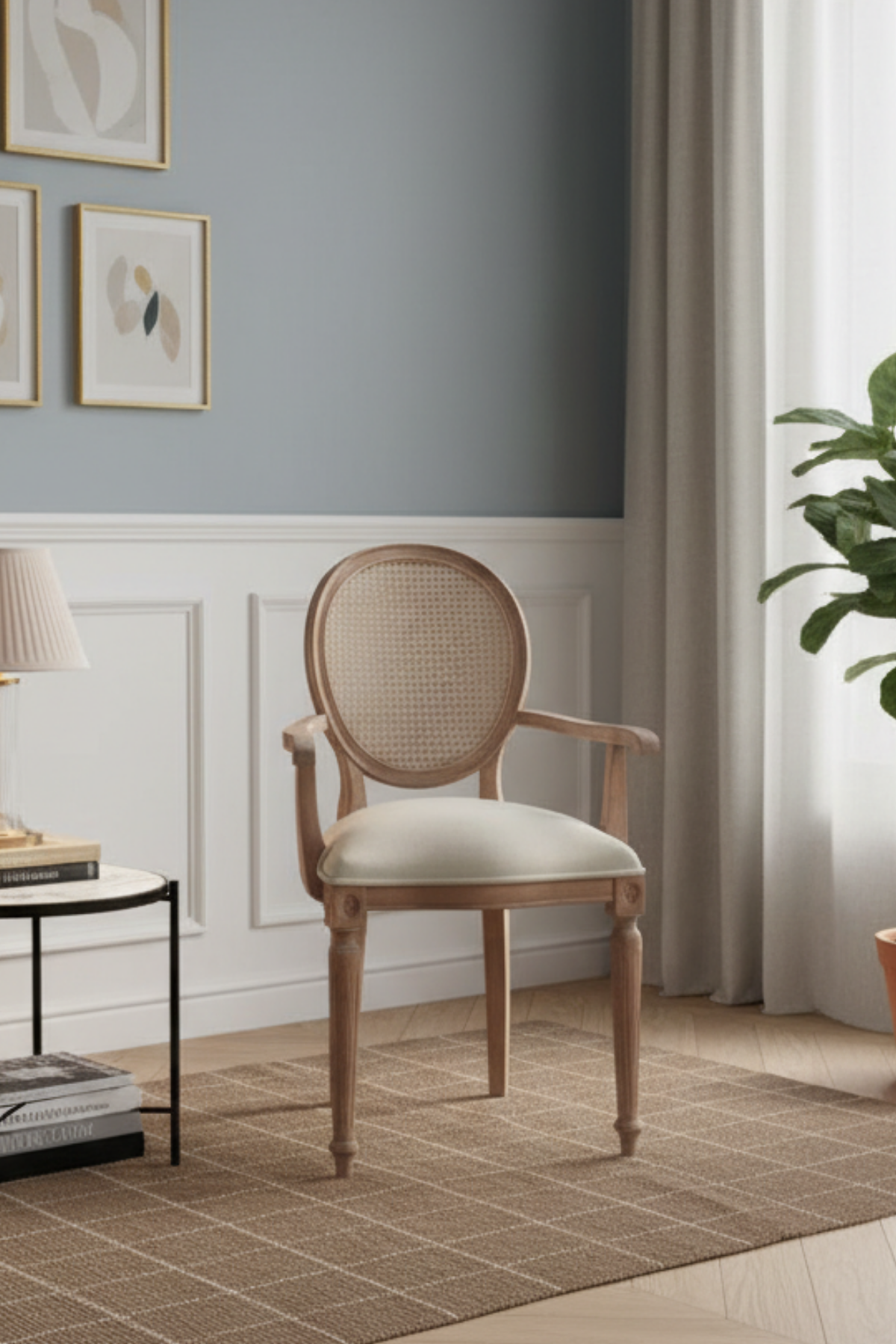 Woodenbend Orlando Eskitme Kolçaklı Kayın Ağacı Hazeranlı Sandalye Doğal Ahşap Yemek Sandalyesi El Yapımı