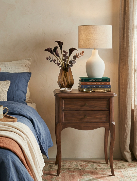 Woodenbend Oslo Ahşap Ceviz Rustik Komodin Yüksek Ayaklı Dekoratif Country Klasik Tarz 