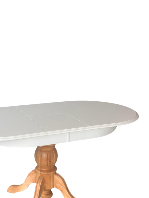 Woodenbend Ronya Natural Beyaz  Ahşap Oval Açılır Masa 80x120