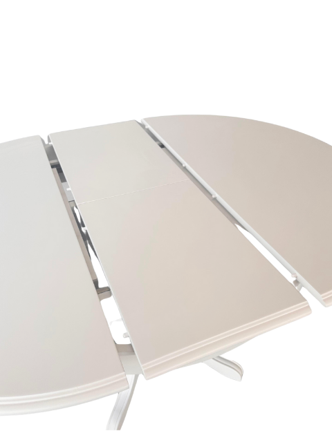 Woodenbend Rosense Açılır Beyaz 100x100/130 cm Lake Mat Yemek Masası Takımı – 4 Sandalyeli Modern Masa Seti