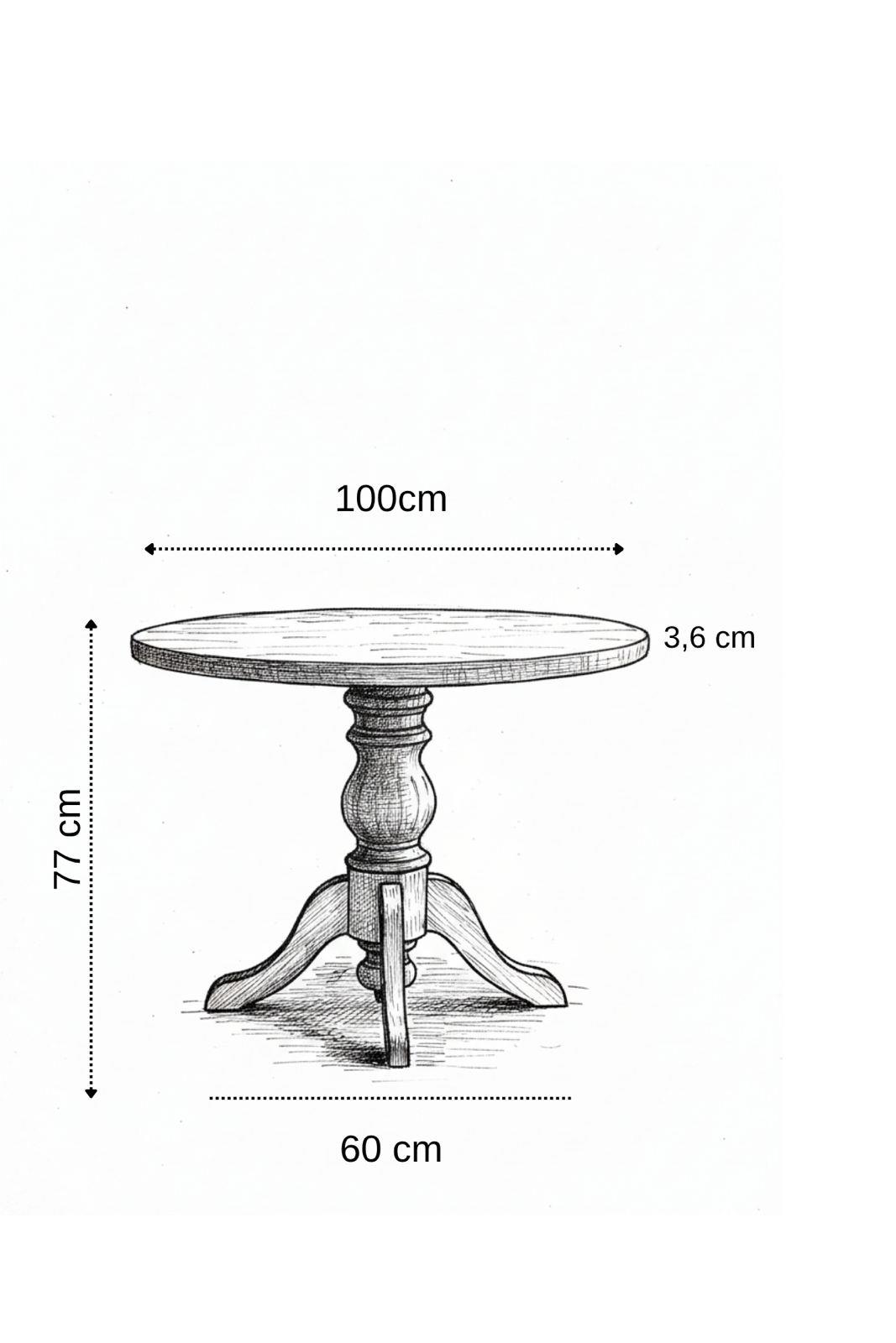 Woodenbend Rosense Eskitme 100x100 Yuvarlak Yemek Masası Takımı | Doğal Kayın Kaplama Tablalı, 4 Hazeranlı Kayın Sandalyeli Country Masa Seti