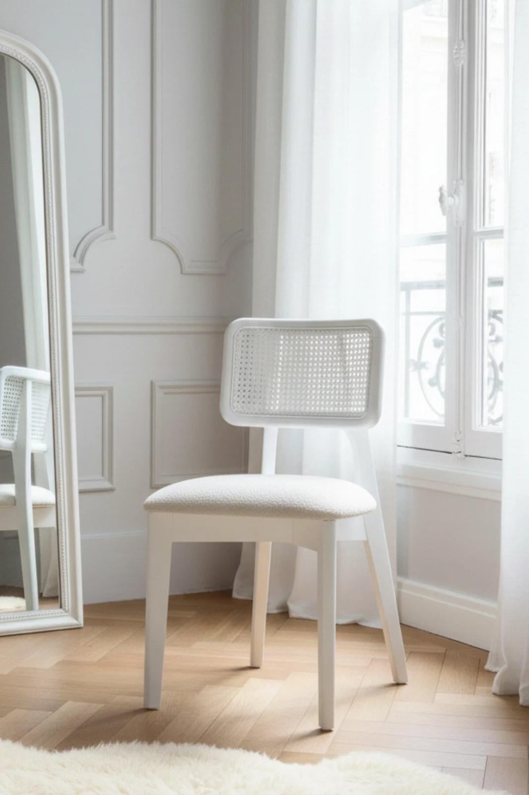 Woodenbend Rosense Yuvarlak Beyaz 100 cm Ahşap Yemek Masası Takımı – Mat Lake Boyalı, Hazeran Sandalyeli 4 Kişilik Modern İskandinav Masa Seti