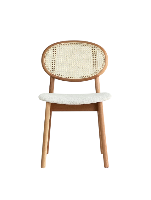 Woodenbend Beslan Yuvarlak Natural 100 cm Ahşap Yemek Masası Takımı – Hazeran Sandalyeli 4 Kişilik Masa Seti