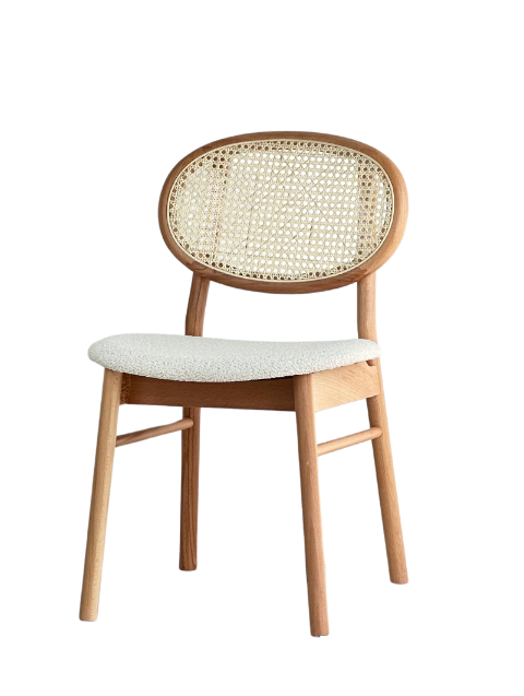 Woodenbend Beslan Yuvarlak Natural 100 cm Ahşap Yemek Masası Takımı – Hazeran Sandalyeli 4 Kişilik Masa Seti