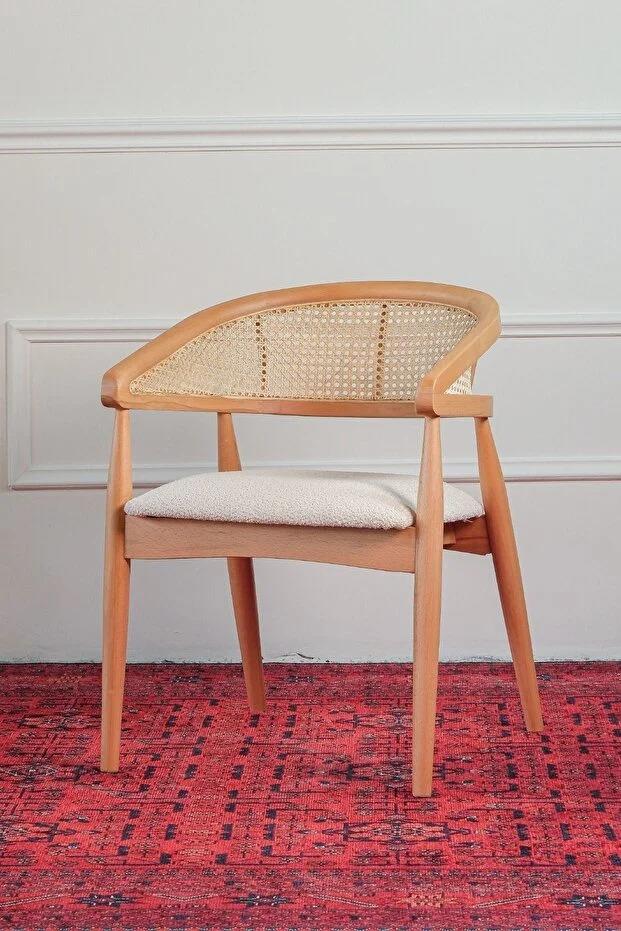 Woodenbend Valens Natural Ahşap Hazeranlı Açılır Masa Sandalye Takımı 80x120 – 4 Sandalyeli Country Tarzı Masa Seti