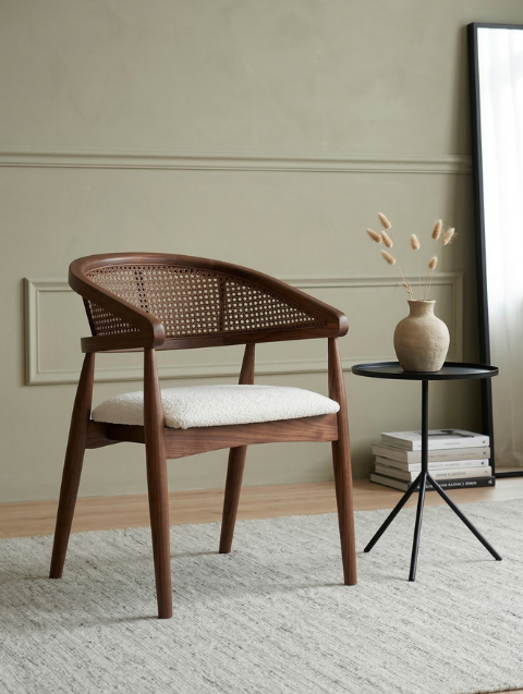 Woodenbend Zafira Yuvarlak Açılır Yemek Masası Takımı 100x100 / 130 cm Ceviz Renk | Hazeran Sandalyeli 4-6 Kişilik Ahşap Masa Seti Country & Rustik