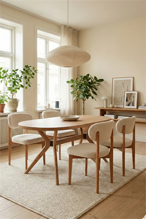 Adel Natural 80x130 cm Oval Ahşap Yemek Masası Takımı 4 Kişilik – İskandinav Modern Tasarım, Konforlu Sandalyeli