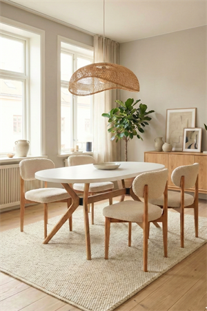 Adel Natural Beyaz 80x130 cm Oval 4 Yemek Masası Takımı –  İskandinav Modern Salon & Mutfak Masa Seti