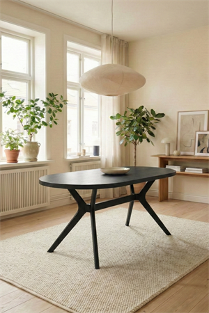 Adel Mat Siyah 80x130 cm Oval Yemek Masası Takımı – Mat Lake İskandinav Modern Salon & Mutfak Masa Seti