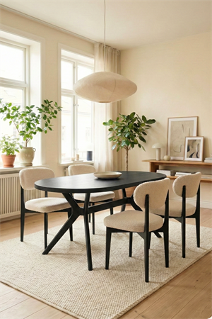 Adel Mat Siyah 80x130 cm Oval Yemek Masası Takımı – Mat Lake İskandinav Modern Salon & Mutfak Masa Seti