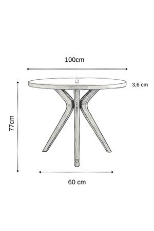 Arlen Yuvarlak Beyaz Ahşap Masa 100 cm – Modern Bohem İskandinav Yemek Masası