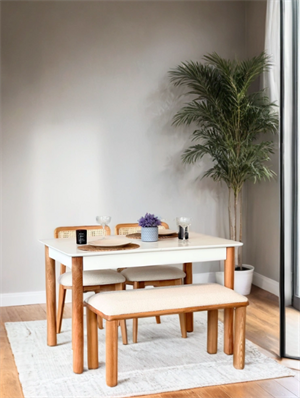 Woodenbend Arya Açılır Natural Bençli Mutfak Masa Sandalye Takımı 80x120 