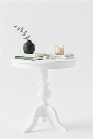 Arden Beyaz Fiskos Yan Sehpa – 60x60x62 cm Modern Minimalist Sehpa, Salon ve Oturma Odası İçin Şık Dekoratif Sehpa